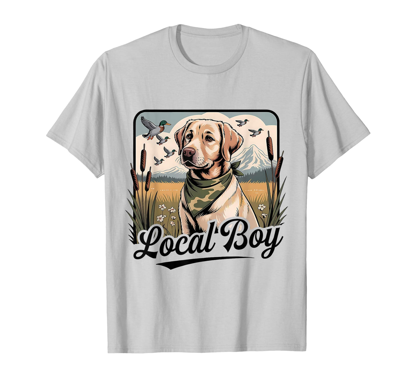 Local Boy Labrador Hunting Dog Marsh Scene Sunset Vintage T-Shirt