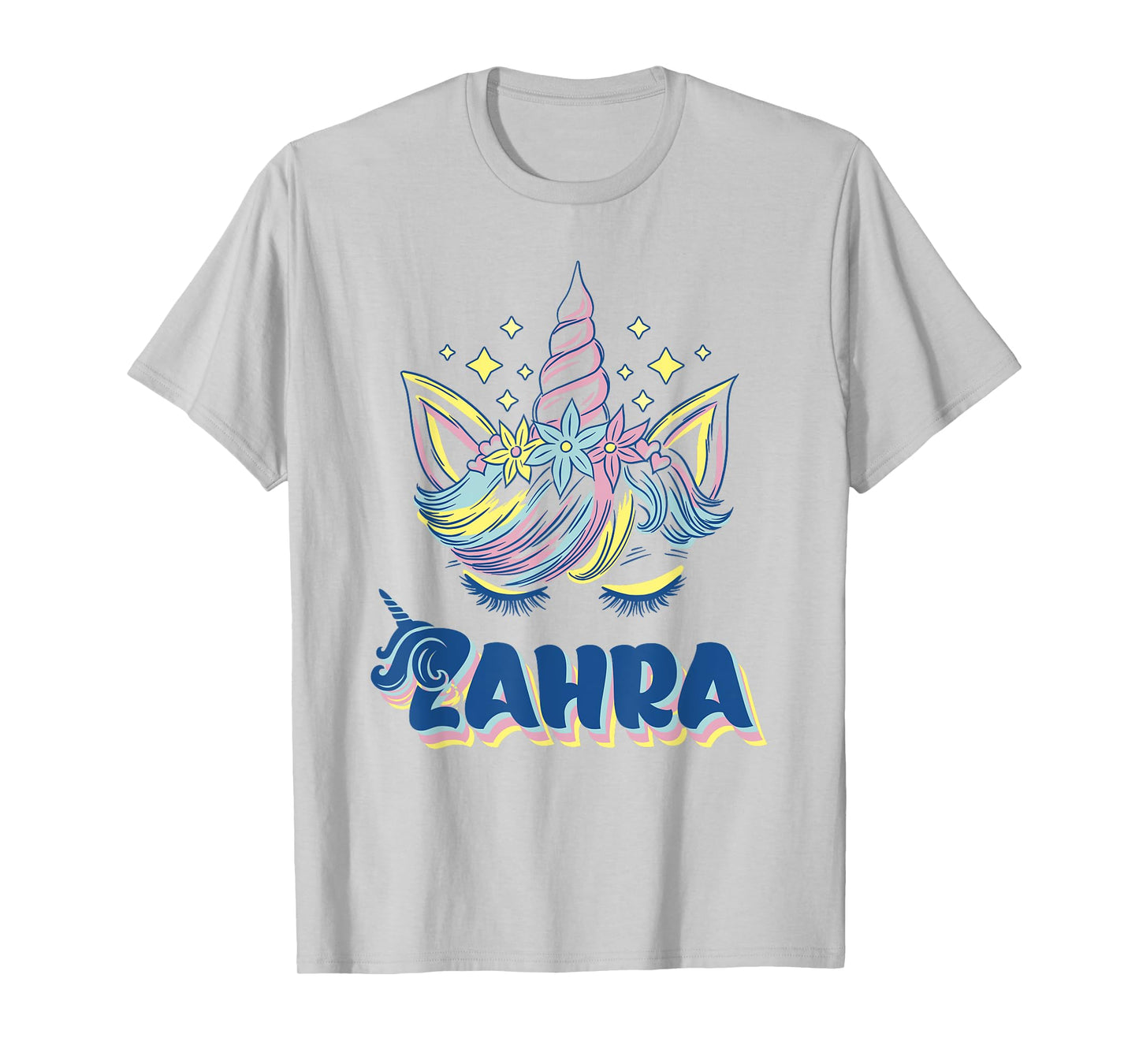 Zahra personalized custom name Rainbow Unicorn crown T-Shirt