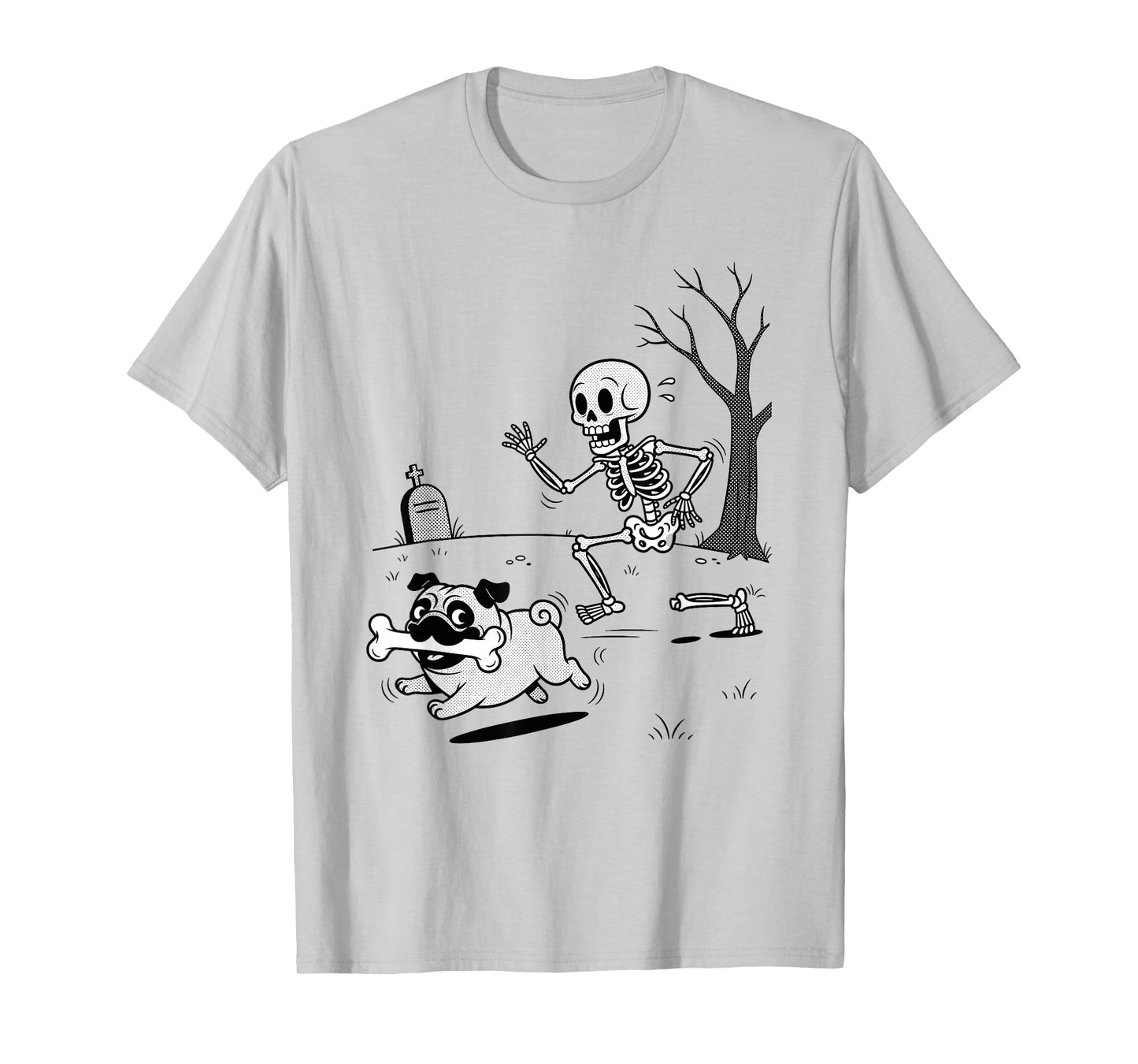 Halloween Dog Funny Skeleton Chasing French Bulldog T-Shirt