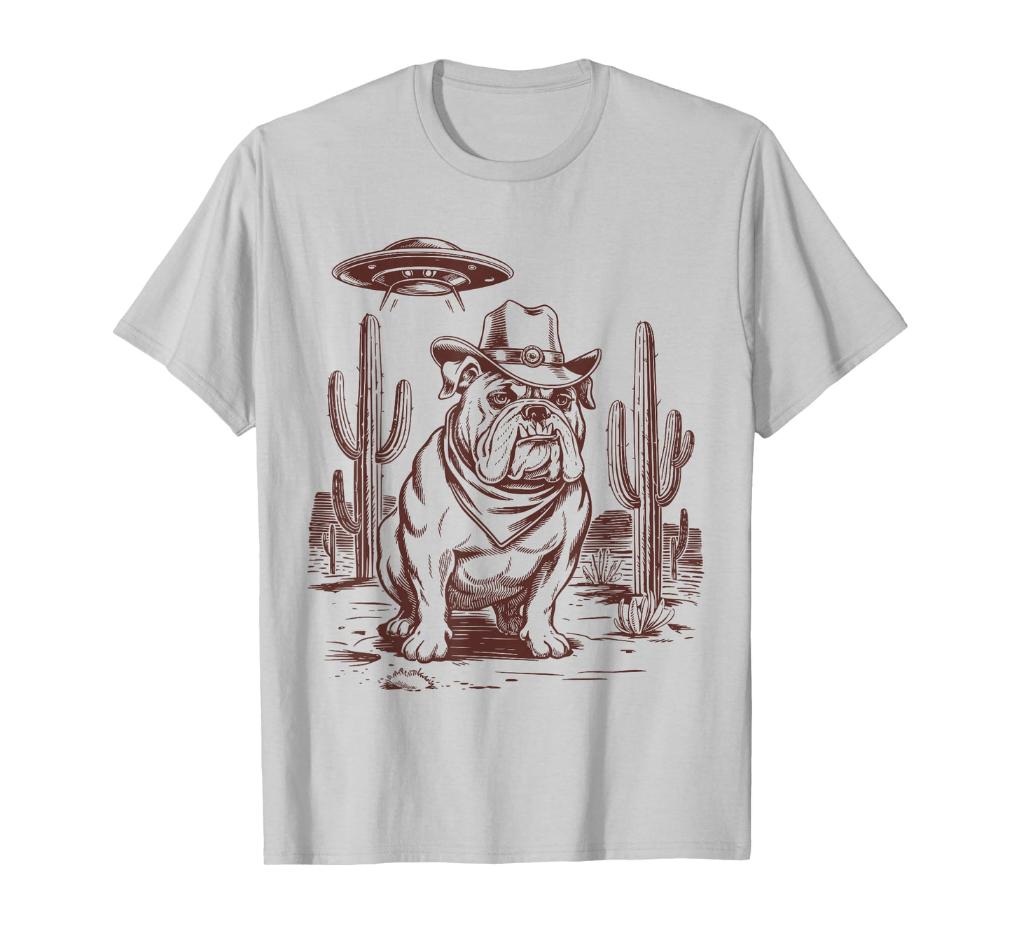 Bulldog UFO Western Vintage Alien 90s Retro Cowboy T-Shirt