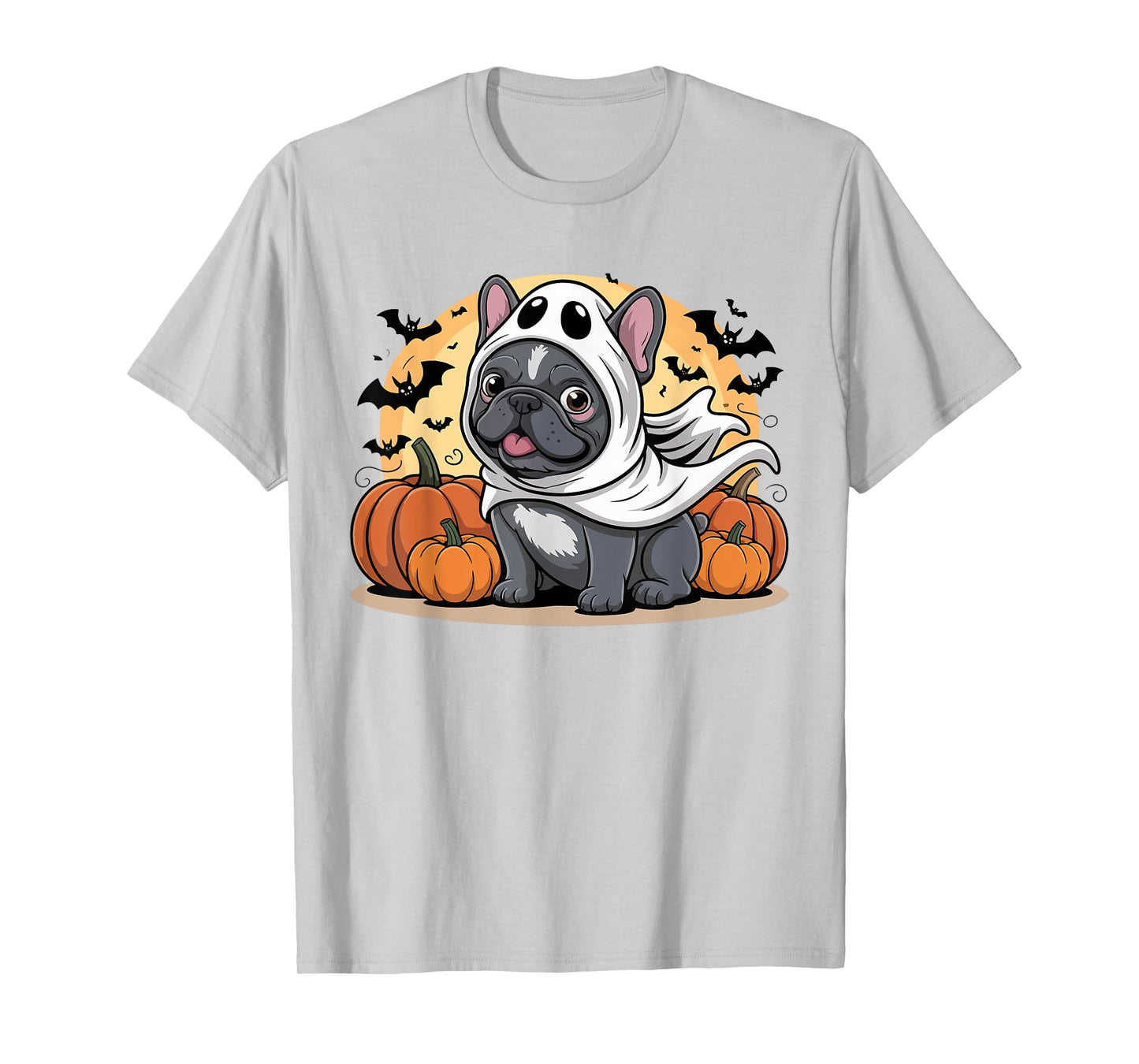 Cute French Bulldog Halloween Costume Frenchie Dog Ghost Kid T-Shirt