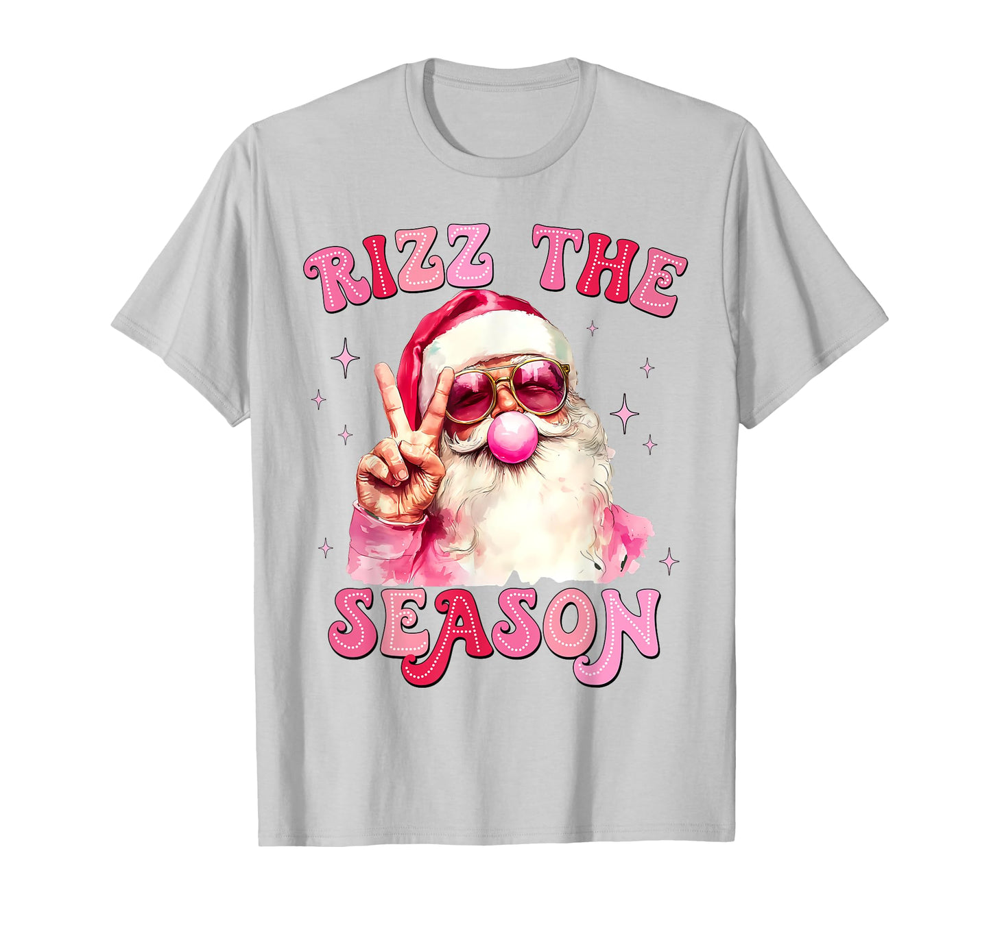 Rizz The Season Santa Pink Bubble Gum Rizzmas Christmas Kids T-Shirt