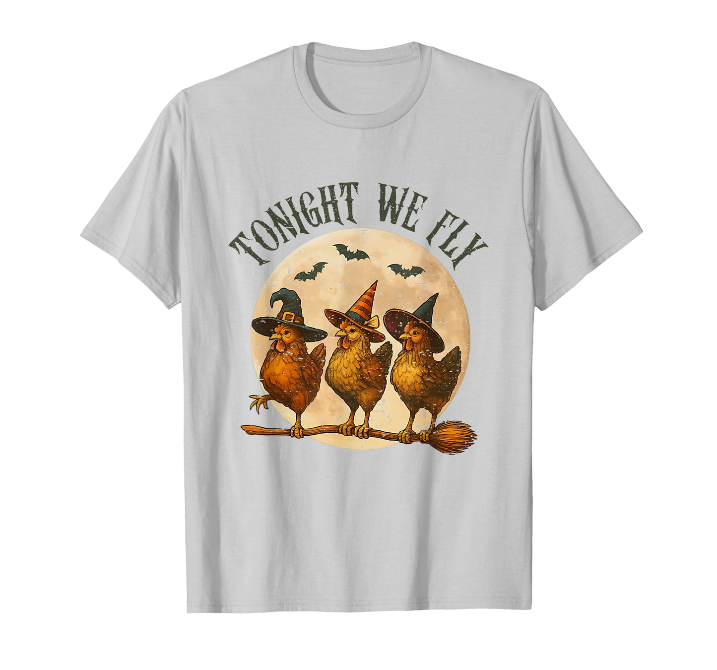 Tonight We Fly Spooky Chicken Witch Halloween Farm Animal T-Shirt