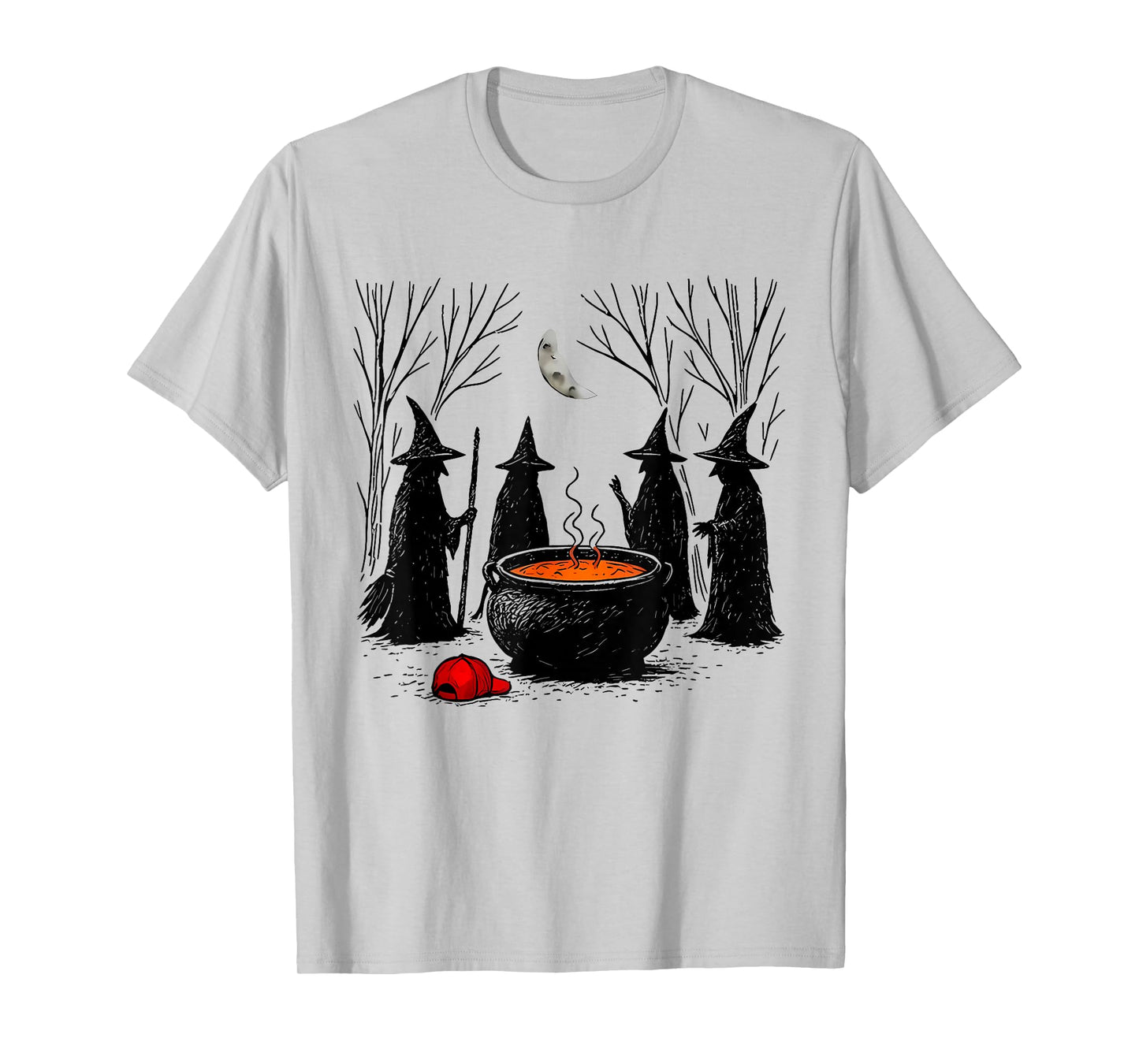 Funny Witches Brewing Cauldron Red Hat Anti Tr-mp Hallow T-Shirt