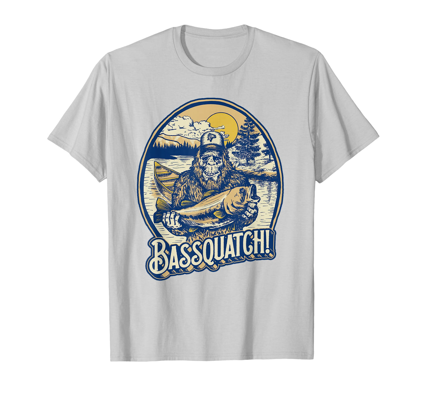 Giant Step Design Co. Bassquatch! Bass Fisherman Sasquatch Funny Bigfoot Fishing T-Shirt