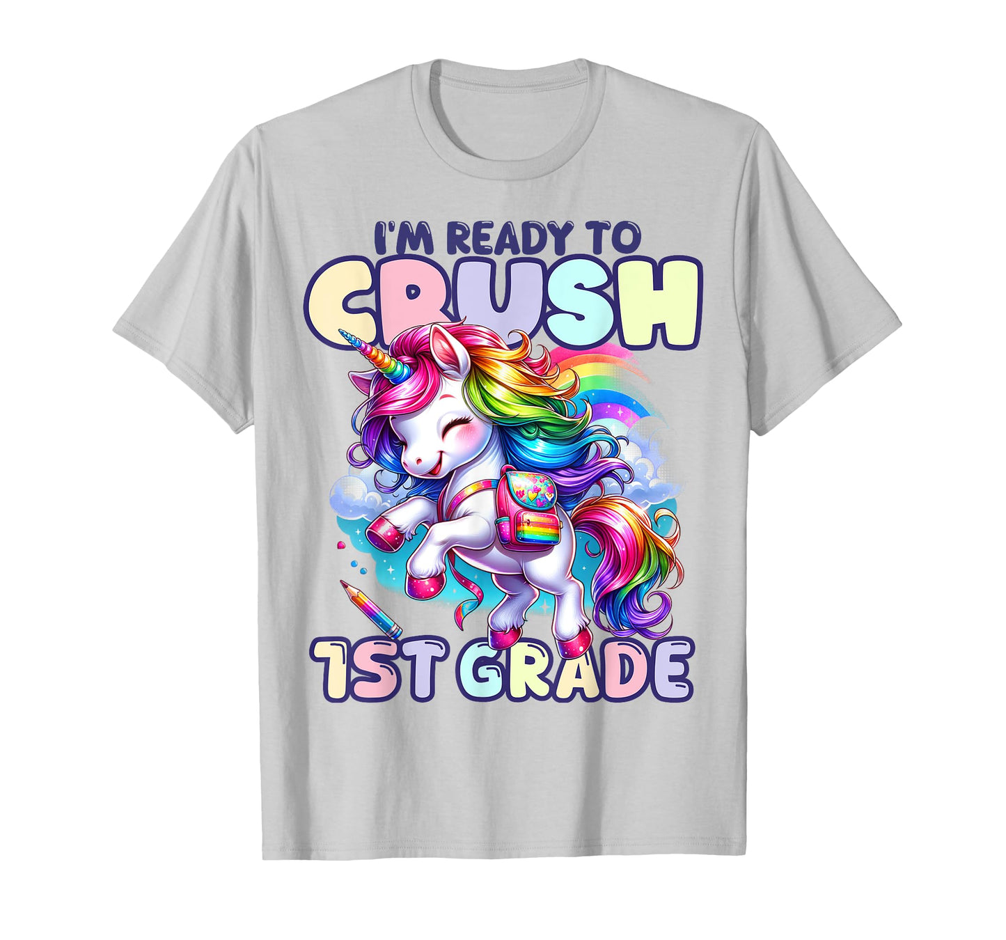 Crush 1st Grade Girls Back to School Unicorn First Day Cute T-Shirt