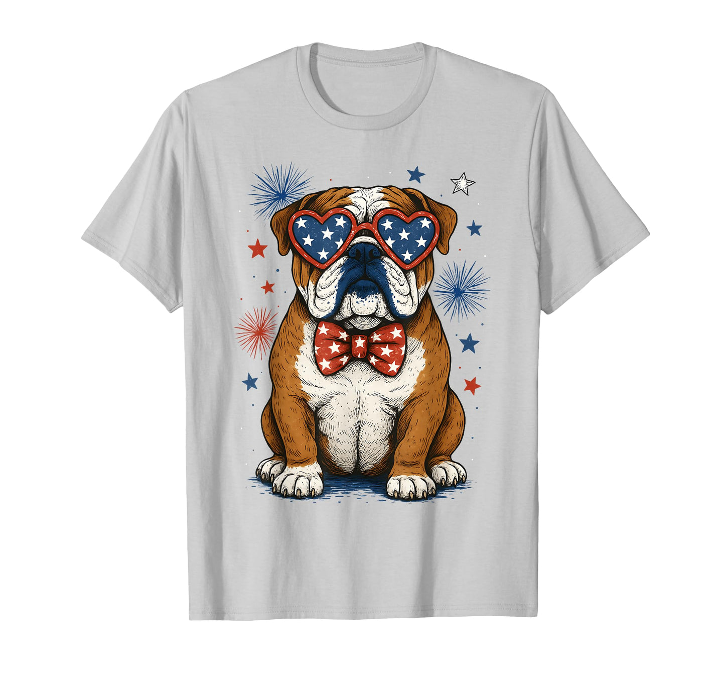 USA Flag Retro English Bulldog 4th Of July Merica Men Women T-Shirt
