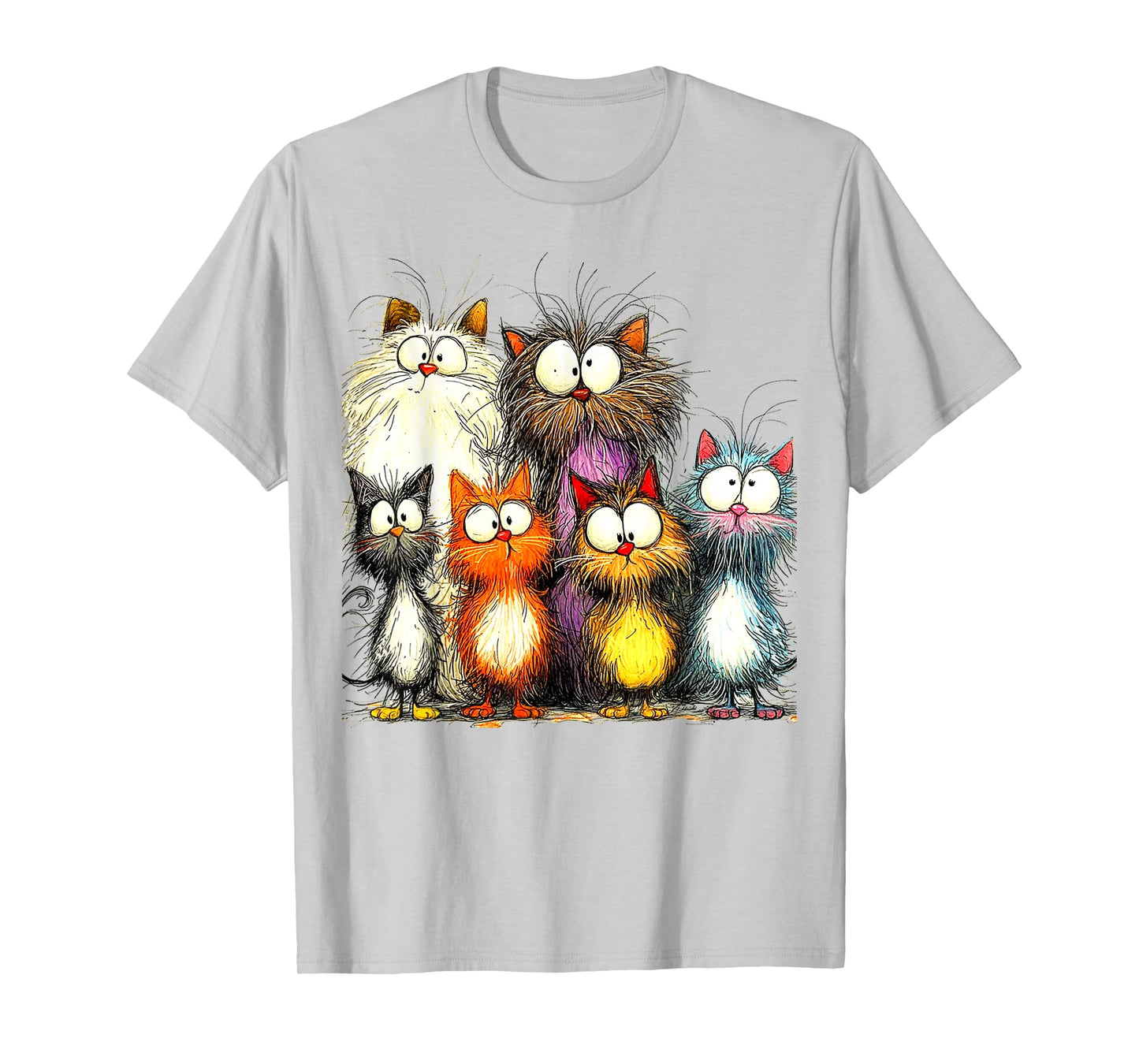 Eagerlys Silly Funny Cat Famliy Art Colorful Cats - Kitten T-Shirt for Men Women