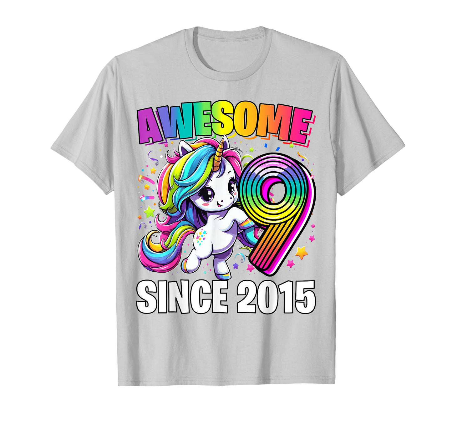 Unicorn 9th Birthday 9 Year Old Unicorn Party Girls Outfit T-Shirt