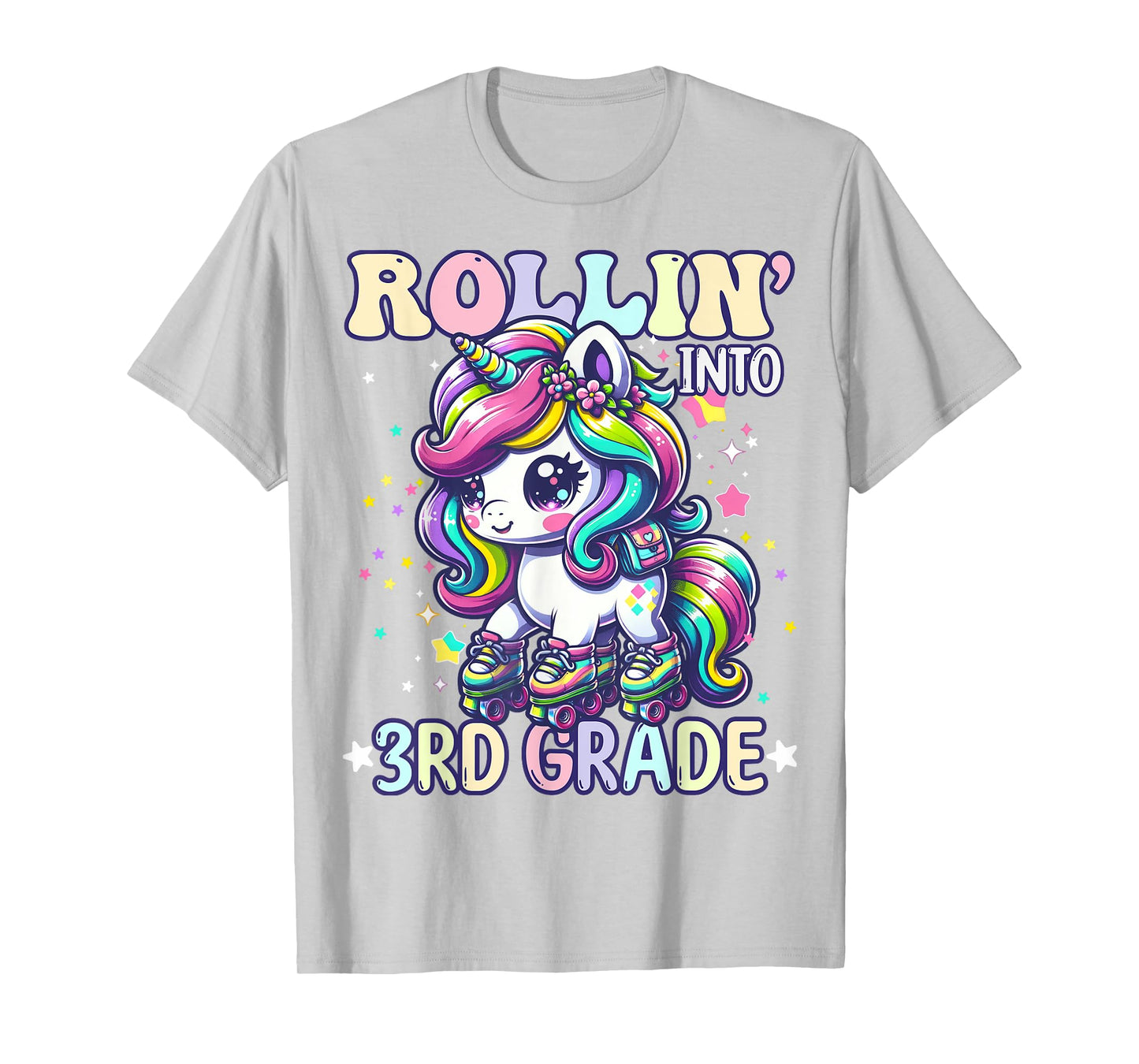 3rd Grade Back To School First Day Girl Rollin Unicorn T-Shirt