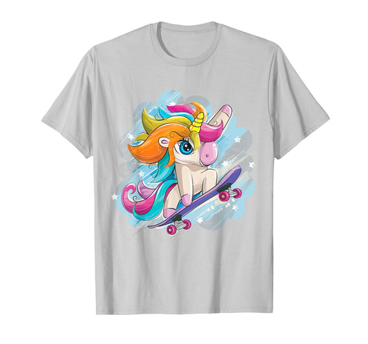 Unicorn Skateboarding Shirt Girls Women Skateboarding T-Shirt