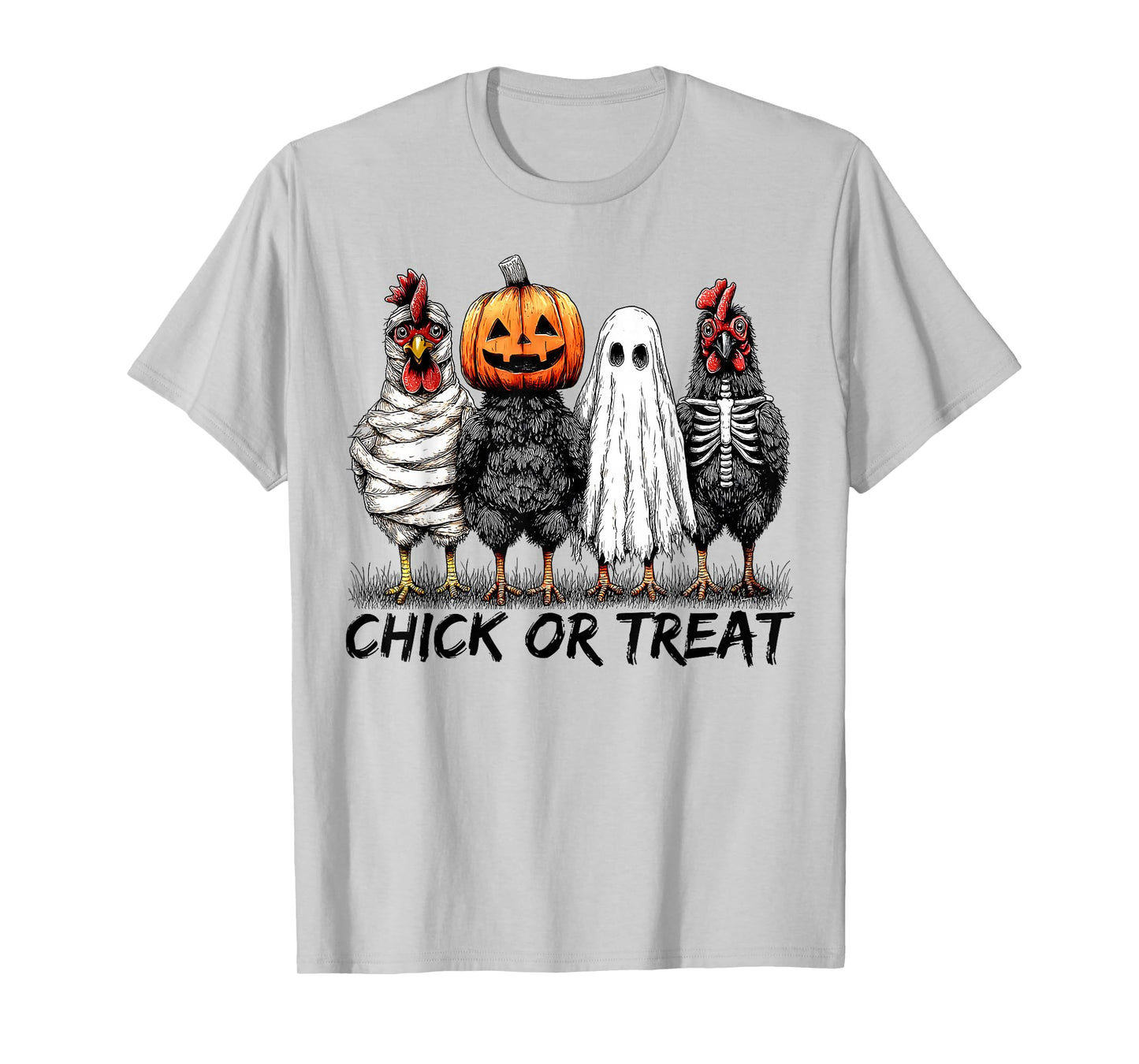 Chick Or Treat Halloween Pumpkin Ghost Spooky Funny Chicken T-Shirt