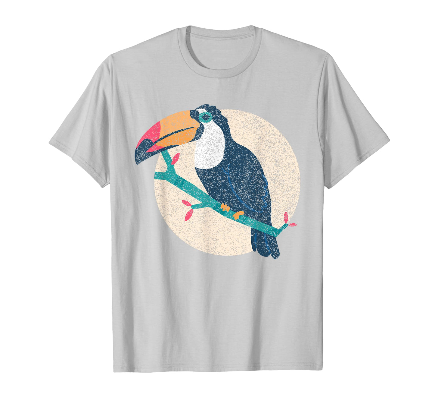 Cool Vintage Distressed Animal T-Shirts Co. - Vintage Distressed Style Toucan T-Shirt - Unisex-Adults - Grey - Small - Short Sleeve - Classic Fit - Cotton 50%, Polyester 50%