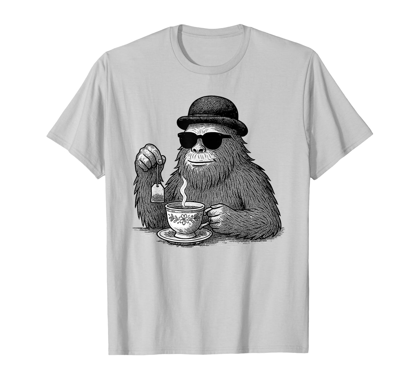 Tea | Cool Bigfoot with Sunglasses & Teacup, Funny Tea T-Shirt