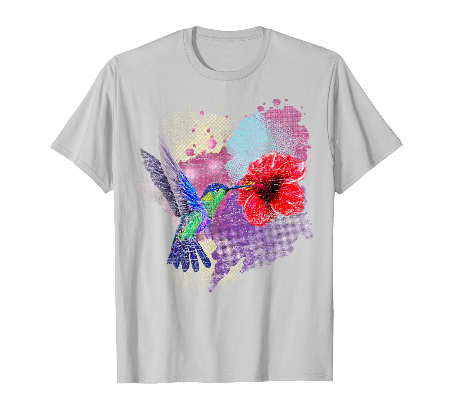 Vintage Pretty Bird Animal Hibiscus Flower Hummingbird T-Shirt