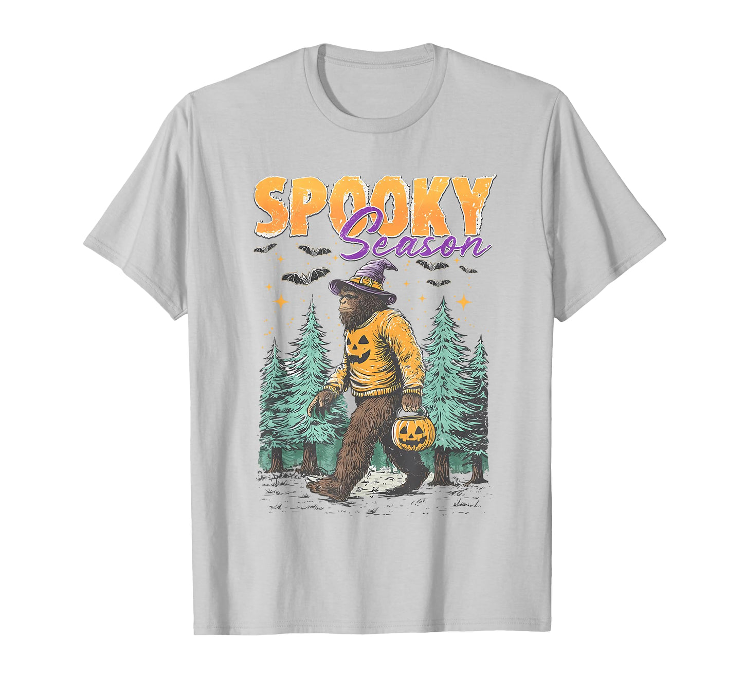 Retro Spooky Season Halloween Pumpkin Bigfoot Men Women Kids T-Shirt