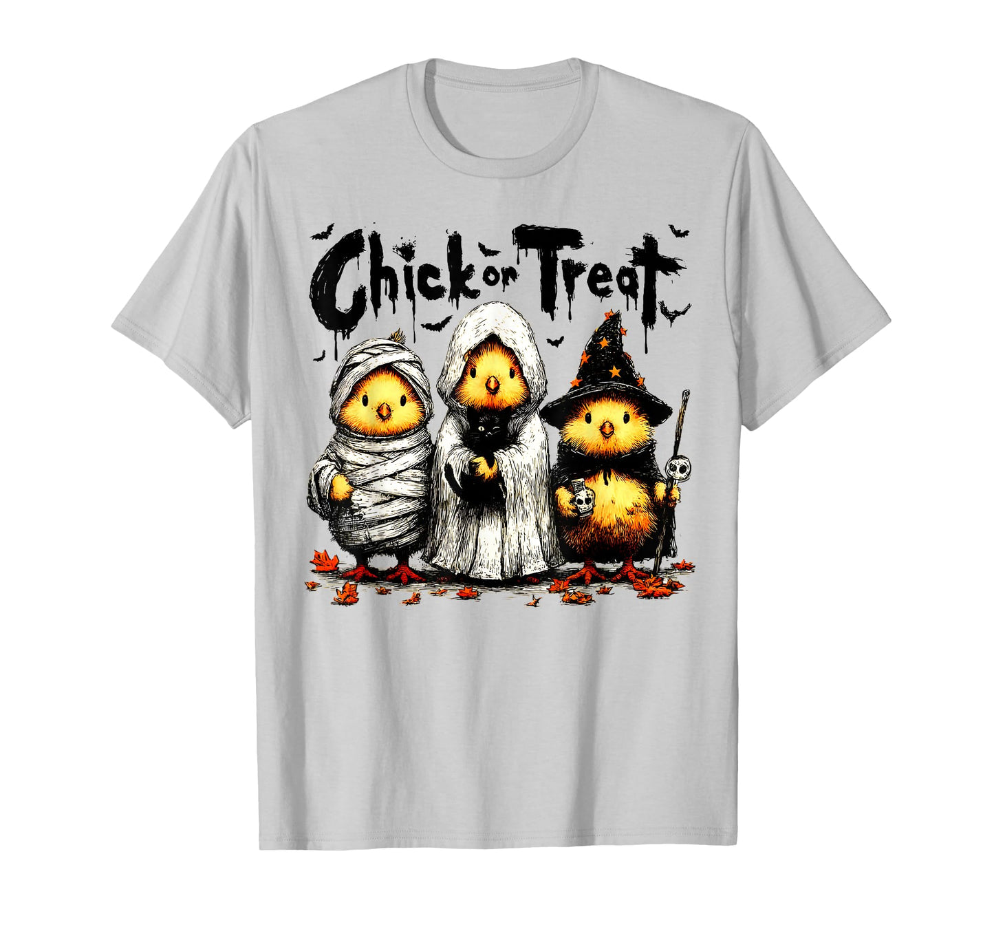 Horror Funny Chick Or Treat Chickens Ghost Witchy Halloween T-Shirt