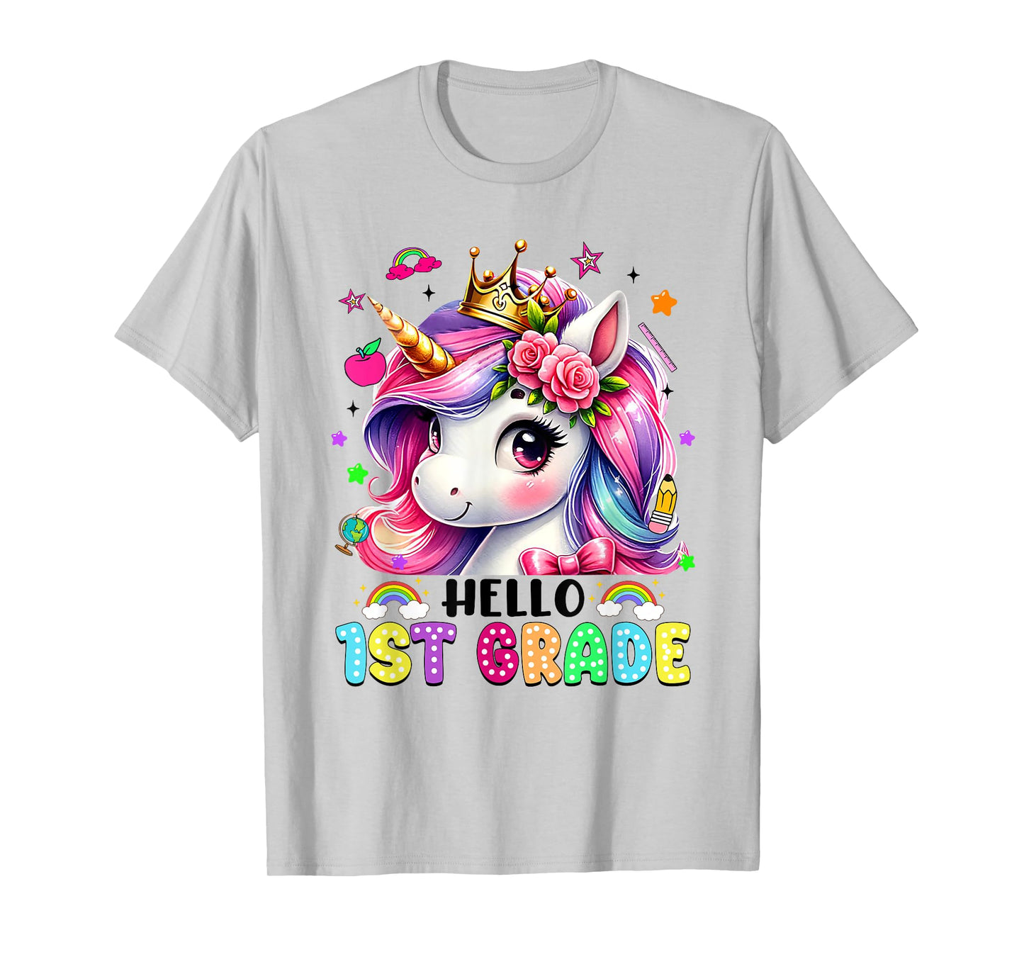 Hello 1st Grade Unicorn First Day Of School Outfits Girls T-Shirt