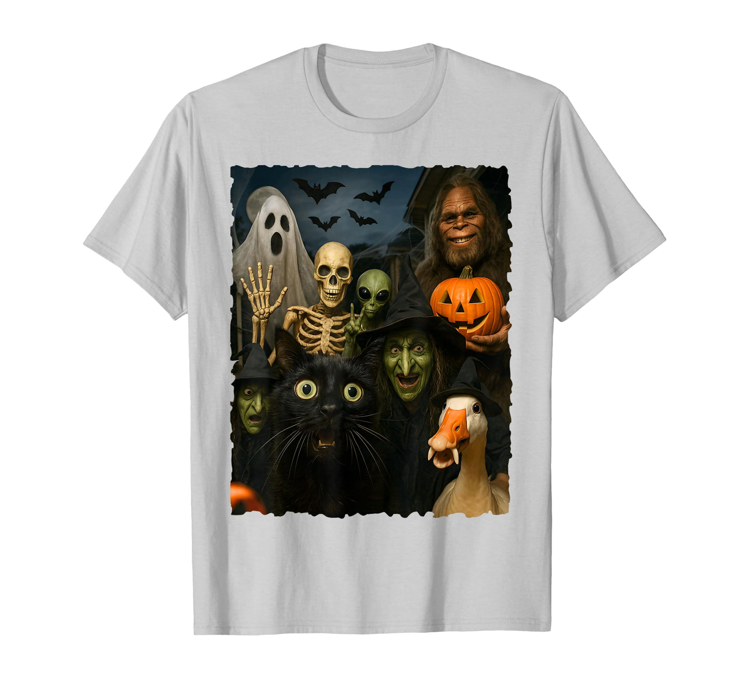 Ghost Bats Goose Bigfoot Alien Funny Cat Skeleton Witch 2025 T-Shirt