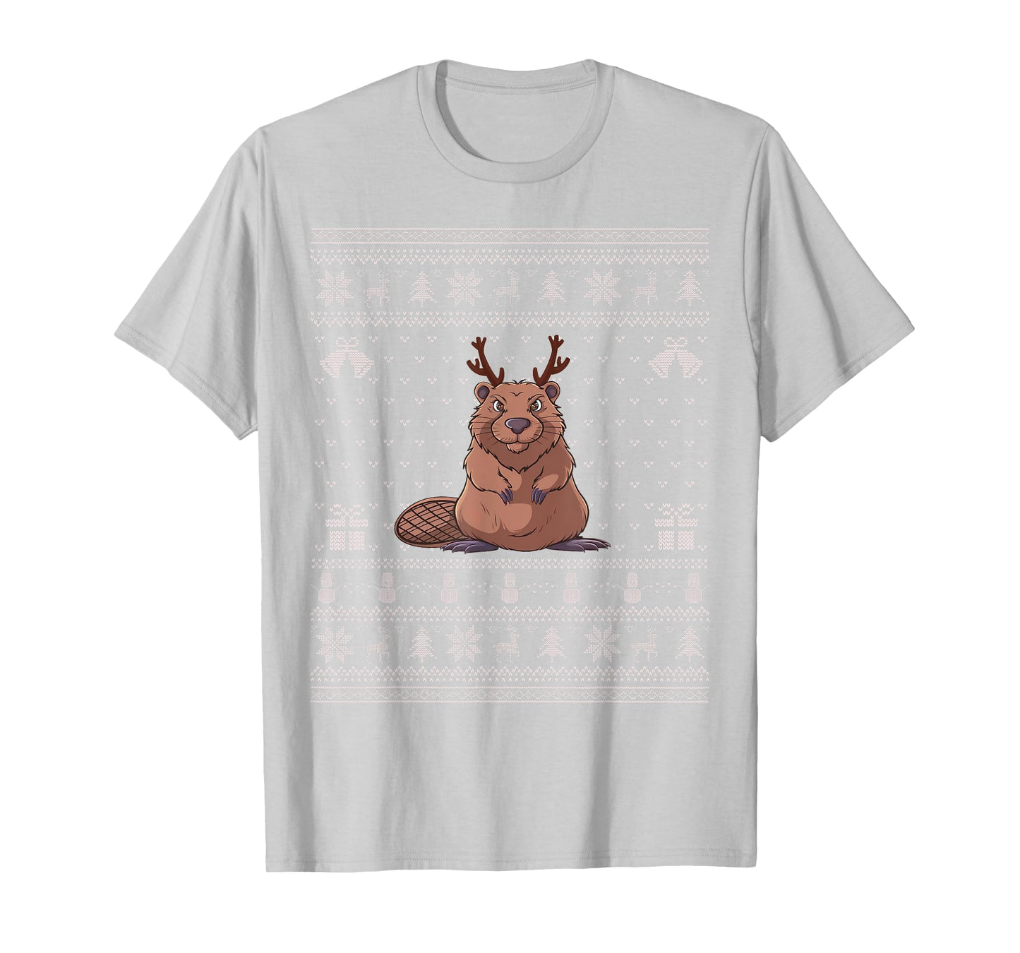 Ugly Xmas Sweater Style Beaver Reindeer Christmas T-Shirt
