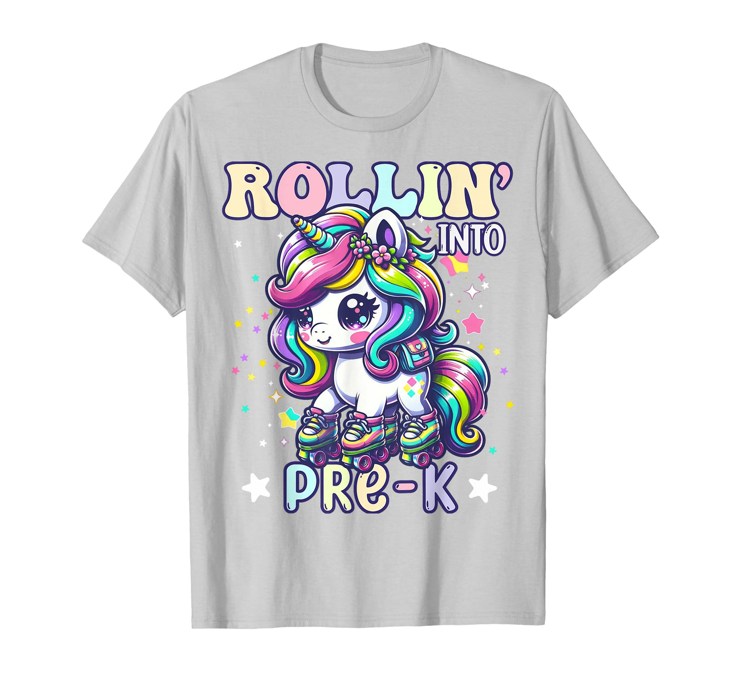 Pre-K Back To School First Day Girl Preschool Rollin Unicorn T-Shirt