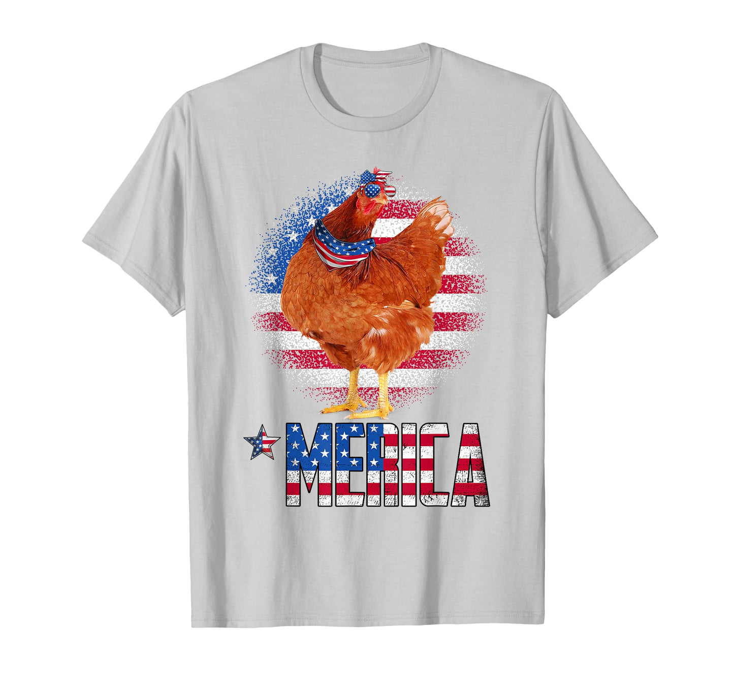 Retro Merica Chicken USA Flag Sunglasses & Bandana July 4th Women Kids Men T-Shirt