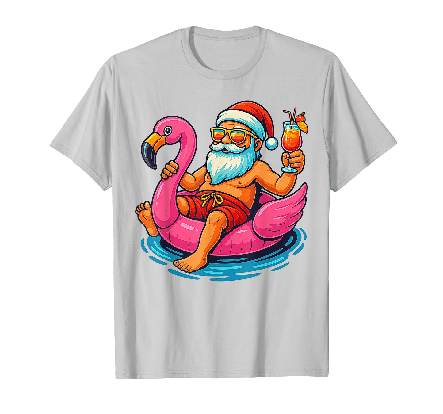 Christmas In July Shirt Boys Kids Santa Flamingo Summer Xmas T-Shirt