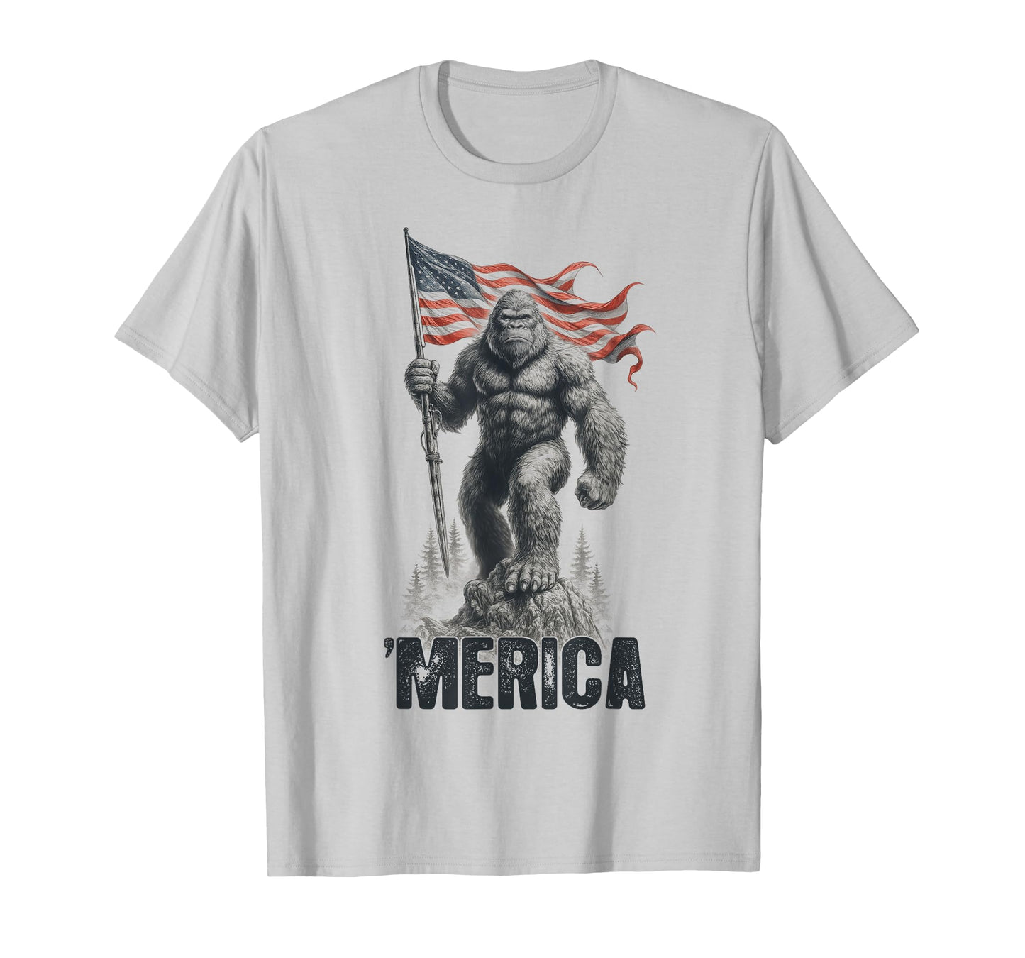 Patriotic Sasquatch American Flag - Legendary Bigfoot Merica T-Shirt