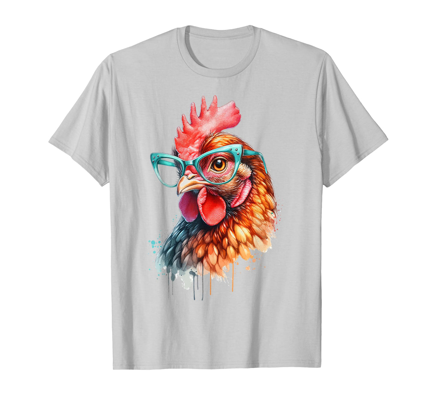 Chicken Funny Eyeglasses Cute Graphic Women Chicken Lover T-Shirt