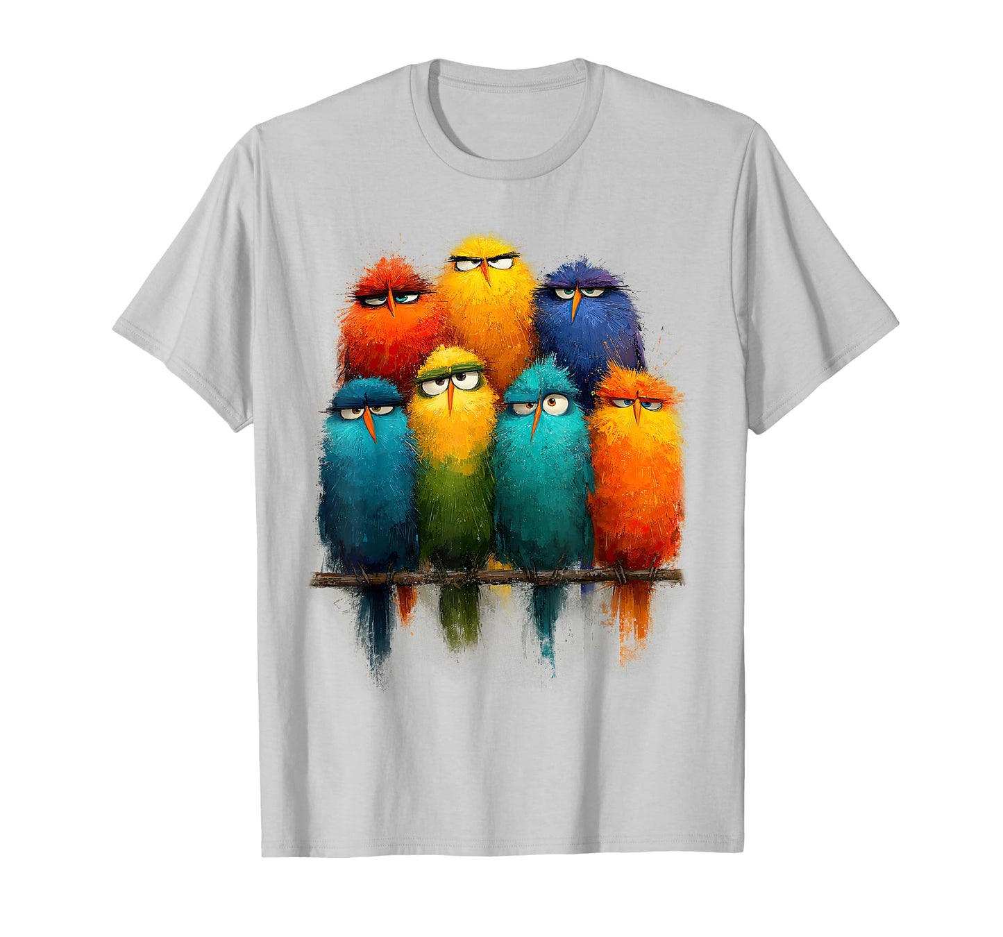 Funny Colorful Bird Art Crazy Birds Family T-Shirt