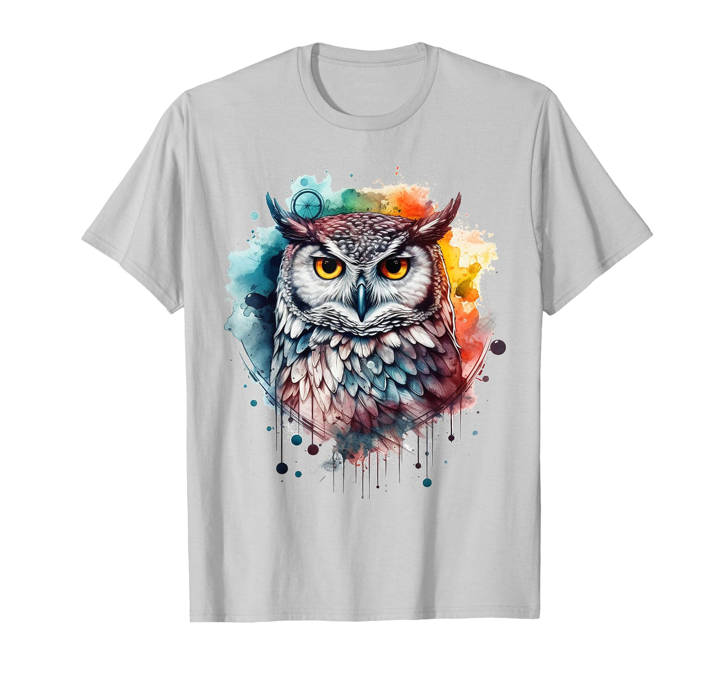 Owl artwork, colourful animal lovers, bird art, animal owl T-Shirt