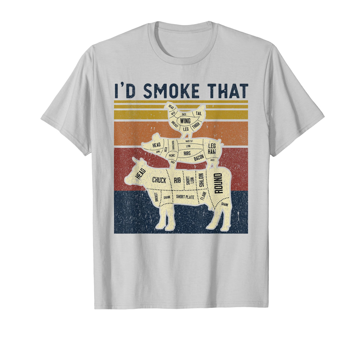 I'd Smoke That Beef Pork Chicken Butcher Cut Funny Grilling T-Shirt