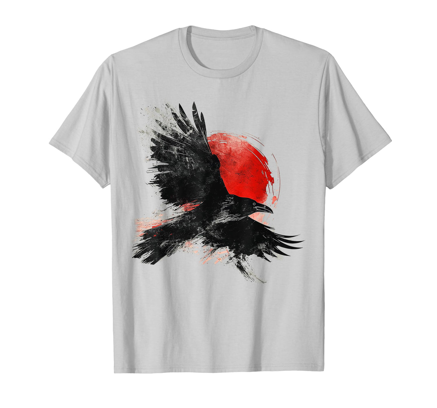 Raven Drawing Moon Painting Animal Motif Art Bird Crow T-Shirt