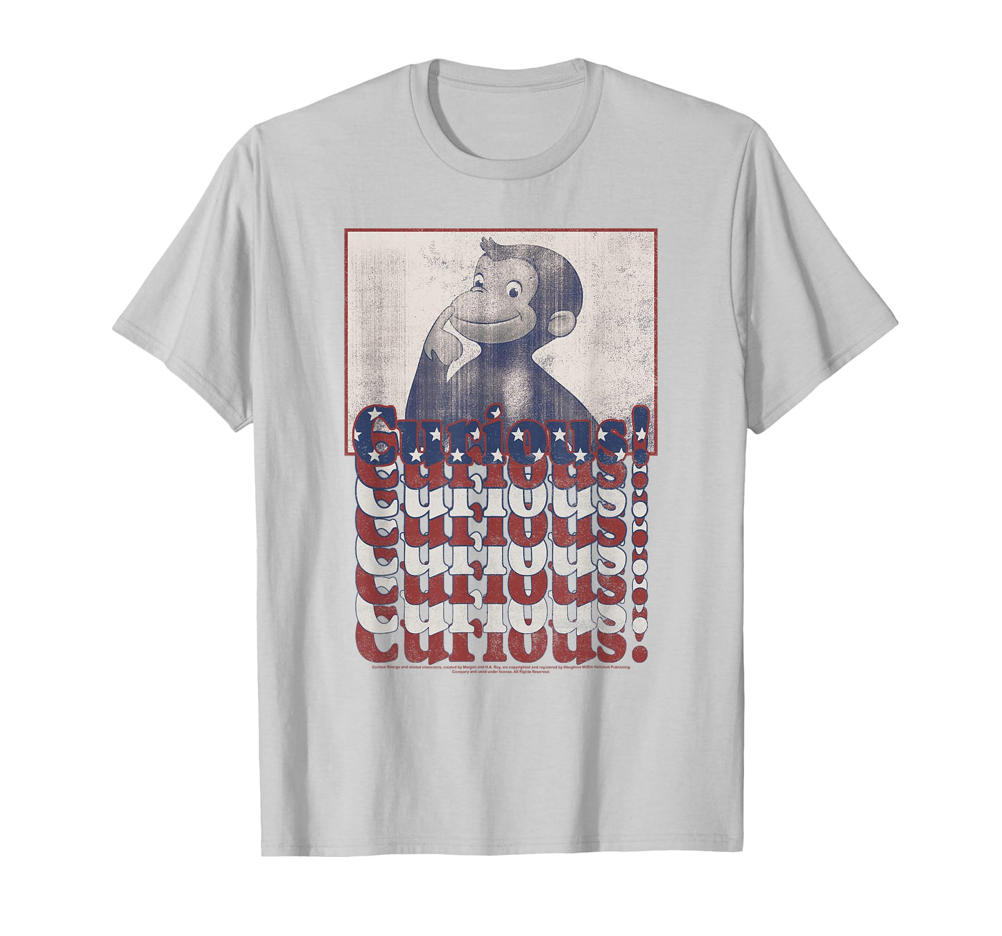 Curious George 4th Of July American Flag Text Stack T-Shirt