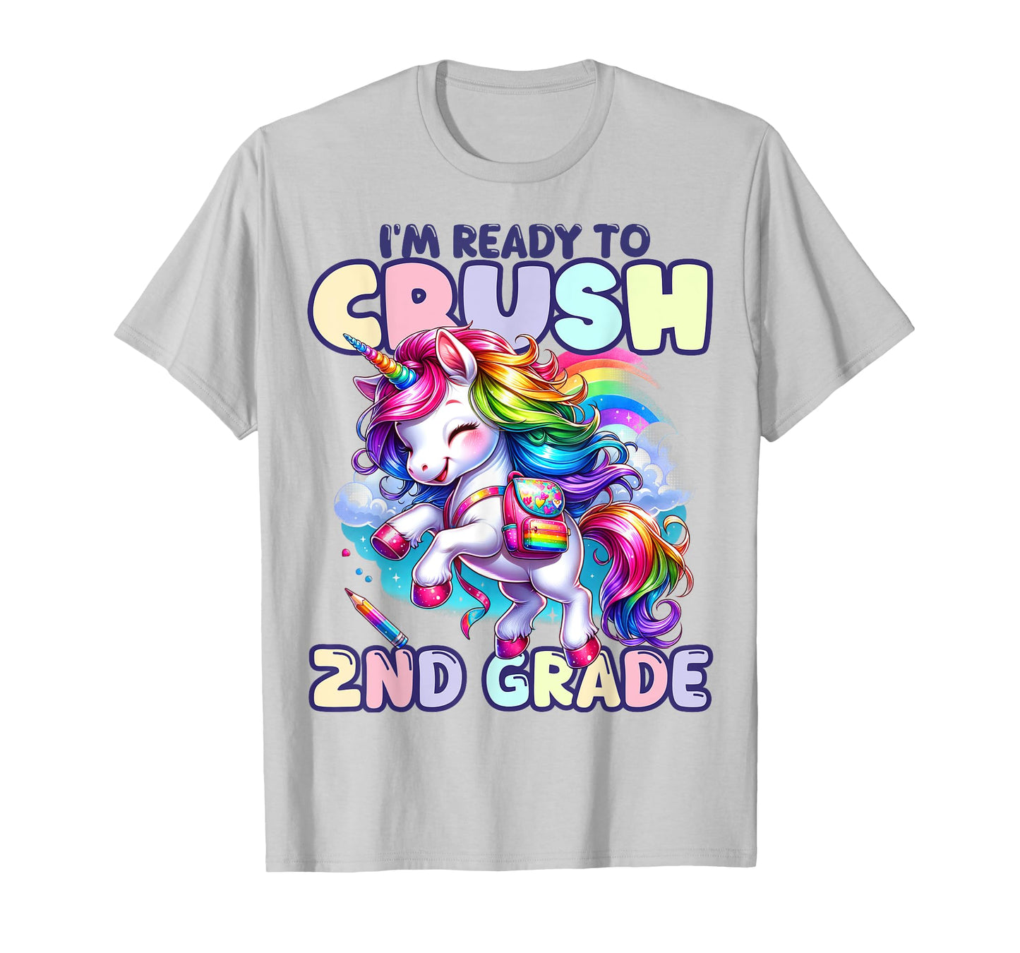 Crush 2nd Grade Girls Back to School Unicorn First Day Cute T-Shirt