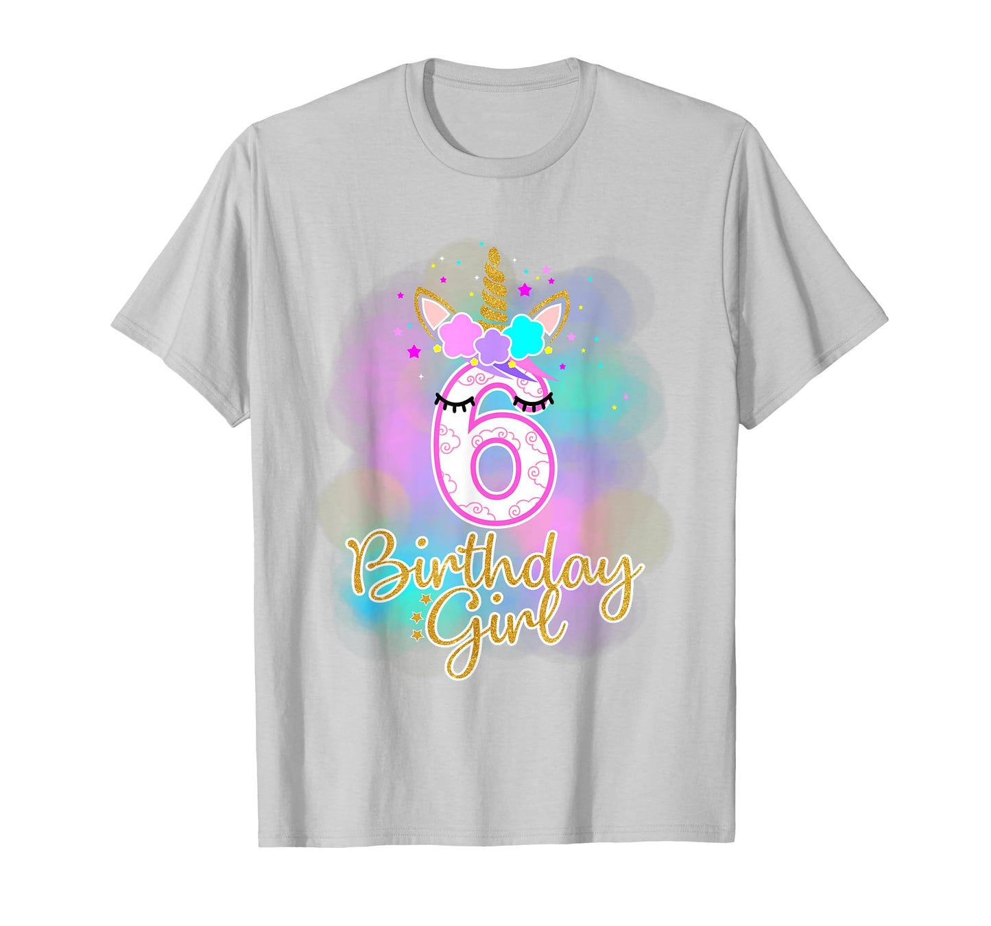 6th Unicorn Birthday girl t-shirt six years old party gift T-Shirt