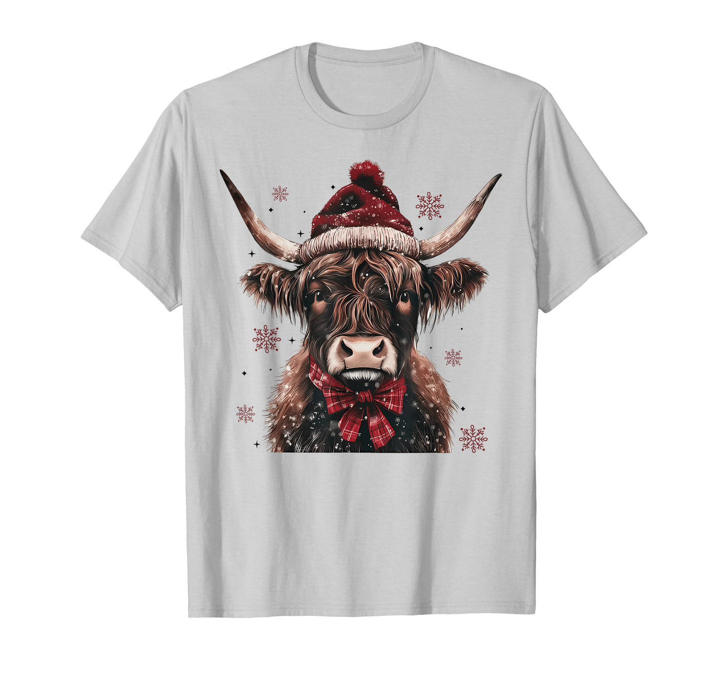 Mooey Christmas Western Highland Cow Lover Santa Hst Retro T-Shirt