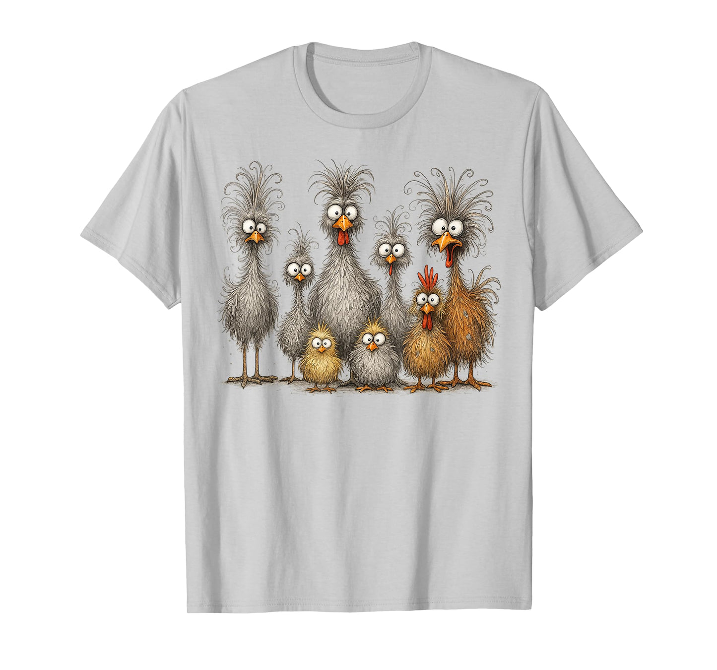 Eagerlys Colorful Funny Chicken Art, Crazy Chicken Family T-Shirt
