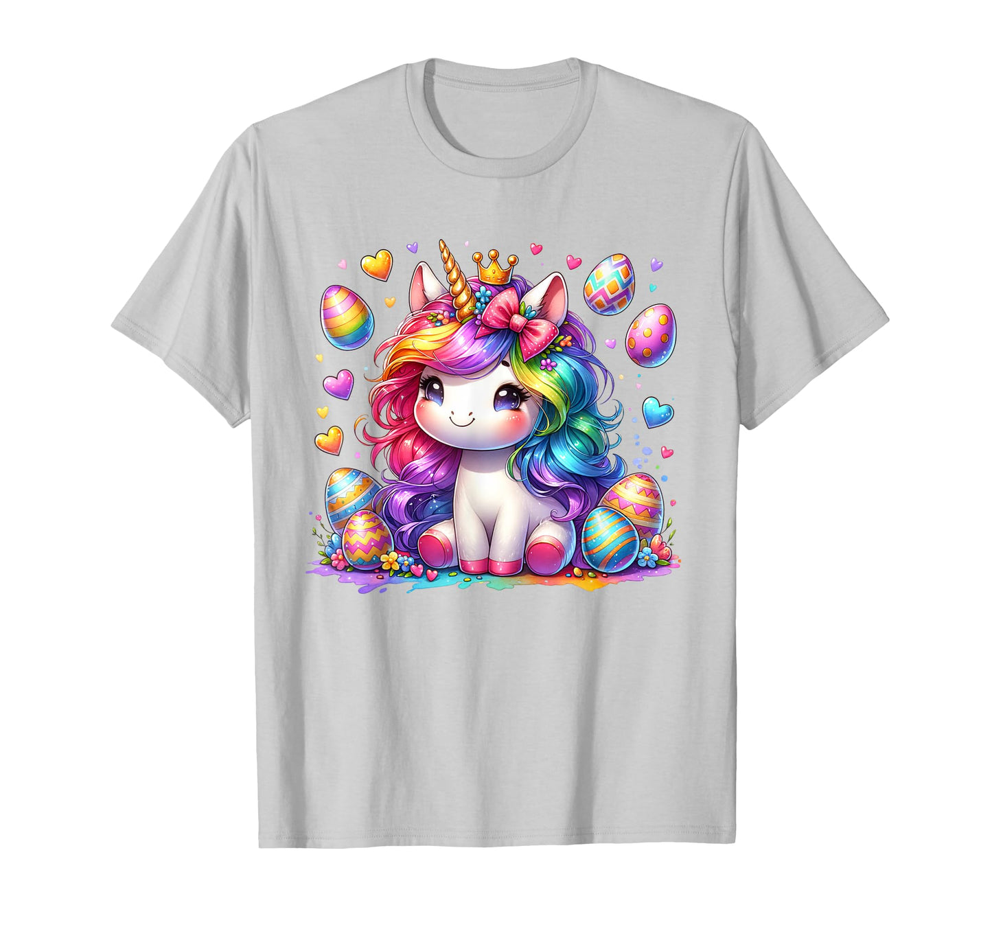Cute Unicorn Easter Shirt Girls Kids Easter Eggs Easter T-Shirt