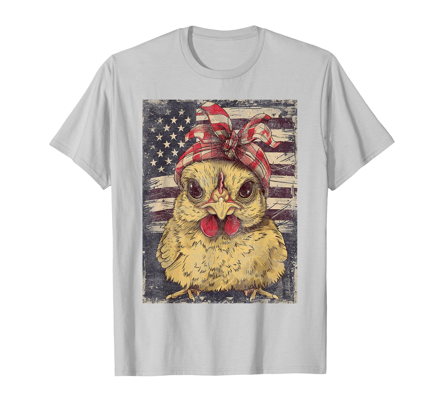 Cute Chicken USA American Flag Patriotic Americana Graphic T-Shirt