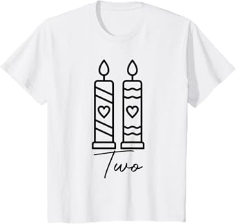 2nd Second Birthday Candle Two 2 Years Old Boys Girls Bday T-Shirt