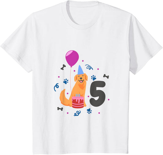 Kids I am 5 with golden retriever - kids birthday 5 years old T-Shirt
