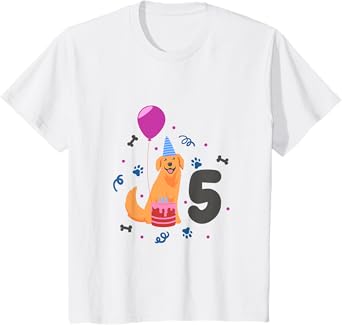 Kids I am 5 with golden retriever - kids birthday 5 years old T-Shirt
