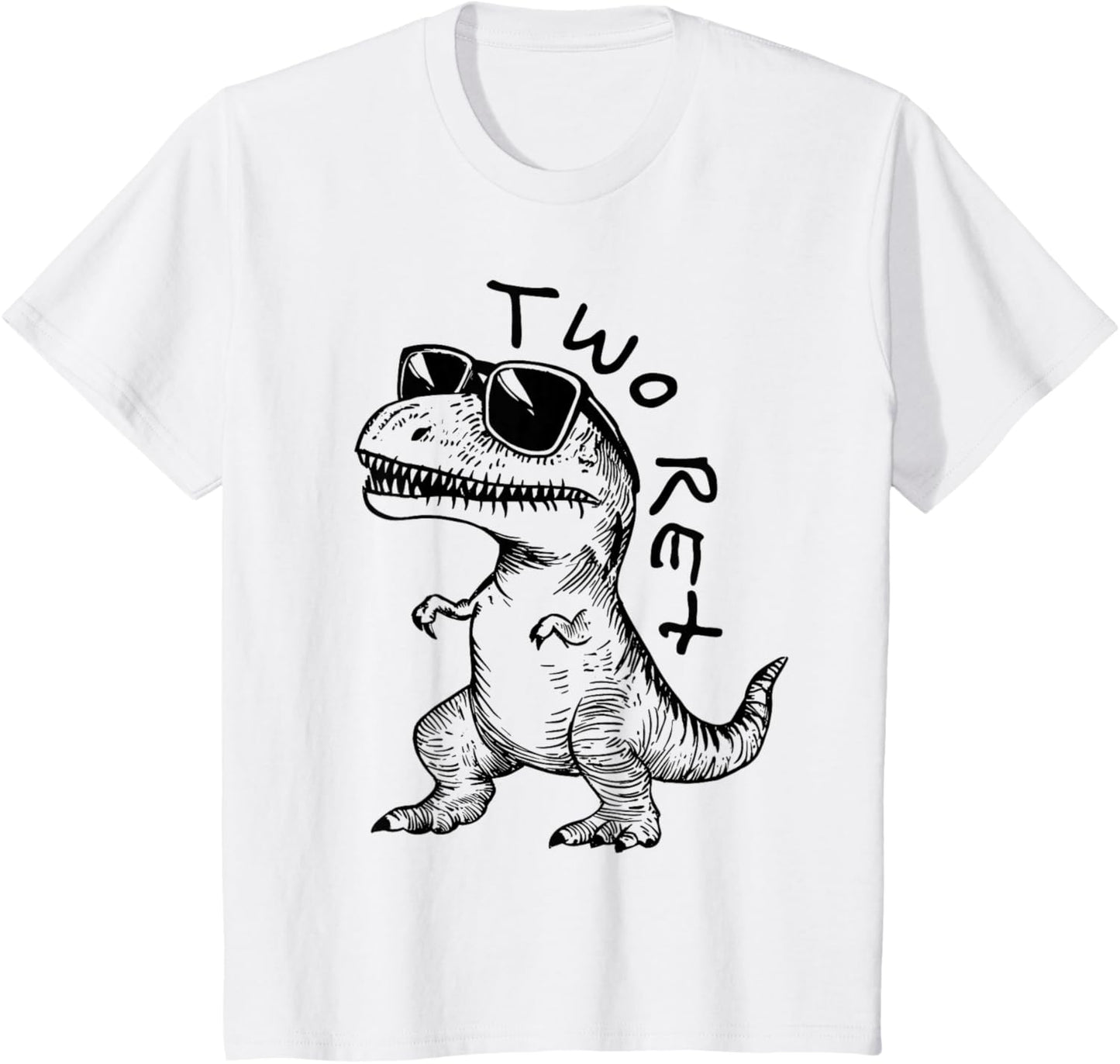 Kids Two Rex 2nd Birthday Gifts Second Dinosaur Boy 2 Years Old T-Shirt