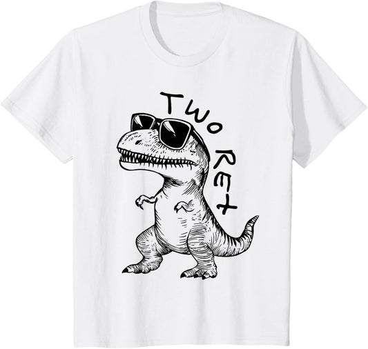 Kids Two Rex 2nd Birthday Gifts Second Dinosaur Boy 2 Years Old T-Shirt