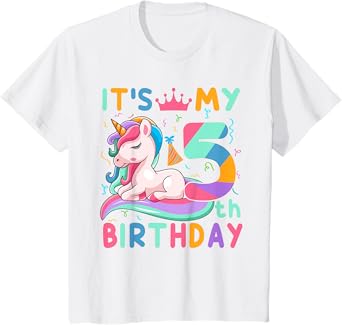 Kids It's My 5th Birthday Unicorn Lover Kid 5 Years Old Birthday T-Shirt