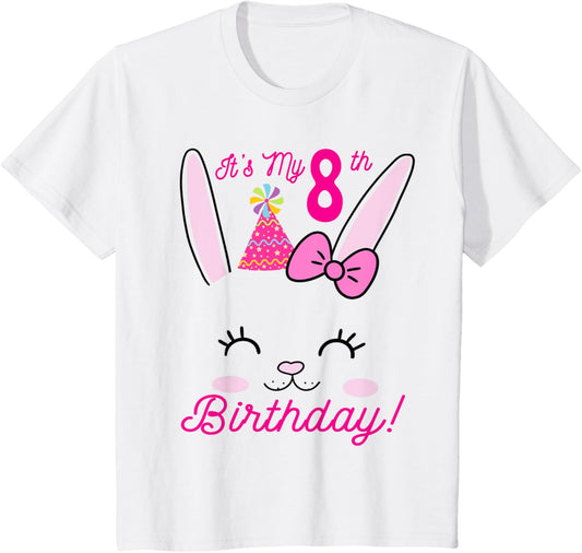 Its My 8th Birthday Girl Bunny Rabbit theme Party (eight) T-Shirt