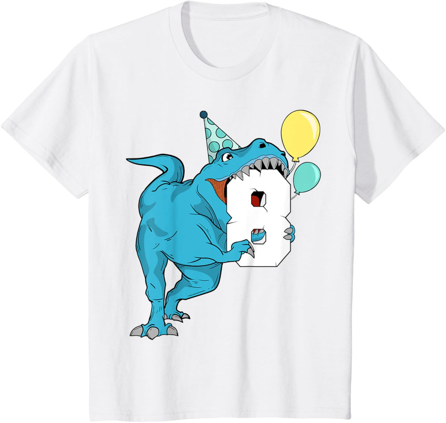 Dinosaur 8th Birthday Boy Kids Girls T-Rex Eight 8 Year Old T-Shirt