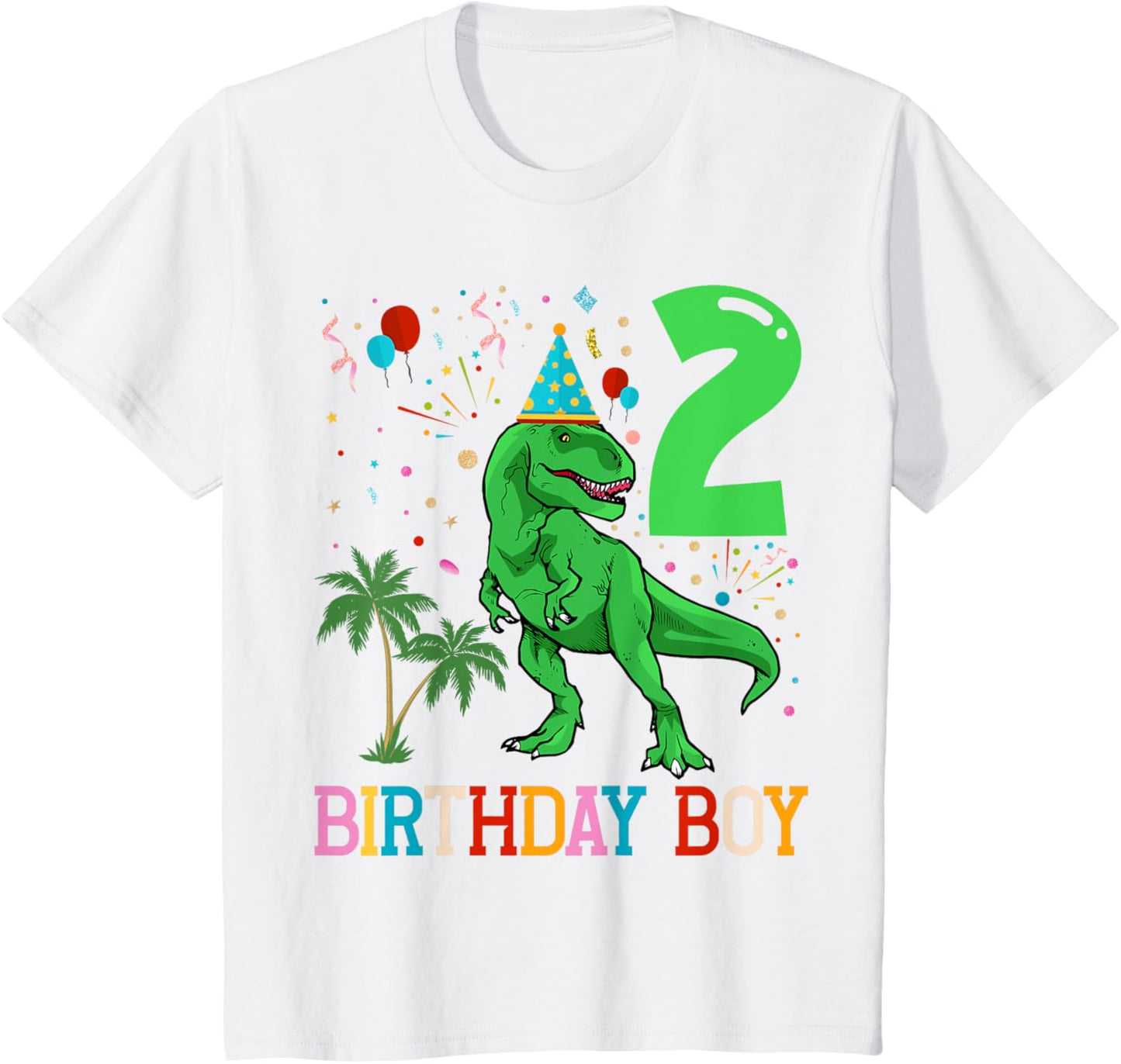 Kids 2 Year Old Boy Dinosaur 2nd Birthday Boy Dinosaur T-Rex T-Shirt
