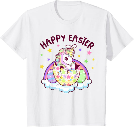 Happy Easter Unicorn Bunny Girls Kids Easter Eggs T-Shirt